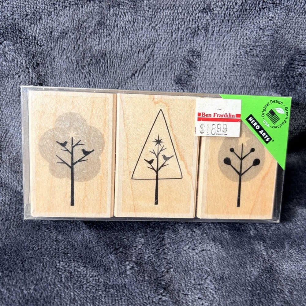 Hero Arts Stamps Hardwood Blocks Tree Stamps New